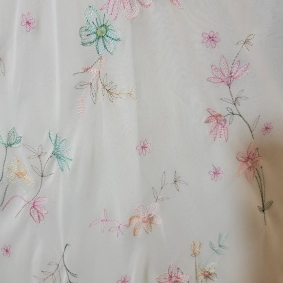 💕 New Vintage White Floral Embroidered Linea Donatella Slip Chemise & Robe Set - Picture 3 of 15